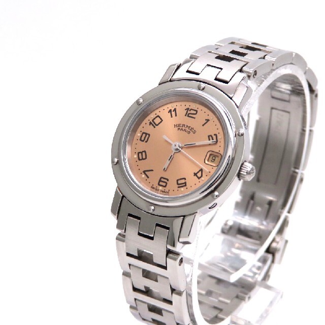 エルメス 時計 'クリッパー' ピンク文字盤 ☆極美品☆