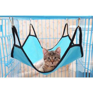 猫用 ハンモック お昼寝 ベット ブルー ペット ネコ  50×40cm(猫)