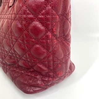 ディオール Dior パナレア トート カナージュ ロゴチャーム トートバッグ PVC/レザー レッド