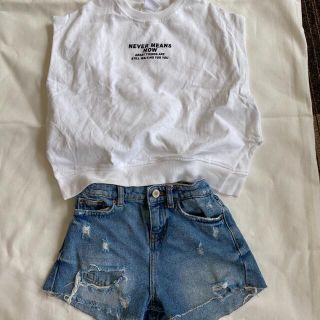 ザラキッズ(ZARA KIDS)のザラキッズ　116cm  セット　ノースリーブ　デニムショートパンツ(その他)