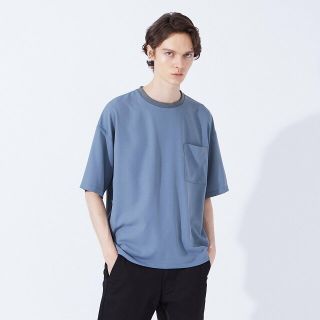 アバハウス(ABAHOUSE)の【ブルーグレー】【Comfortable】変形 切替 半袖 Tシャツ(Tシャツ/カットソー(半袖/袖なし))