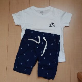 ユニクロ(UNIQLO)の【★再値下げ★】ユニクロ　Ｔシャツ＆　H＆M　ハーフパンツ２点セット(Tシャツ/カットソー)