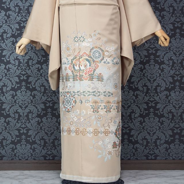 色留袖 金彩 金糸刺繍 丹後ちりめん 亜麻色 未仕立て 訳あり 在庫保管