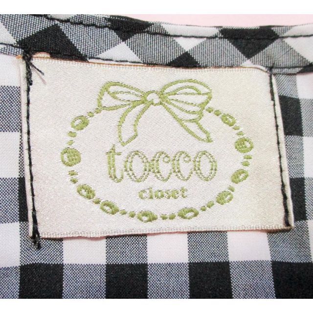 tocco(トッコ)の【tocco closet】肩リボン付きギンガムチェックブラウス　手洗い　M レディースのトップス(シャツ/ブラウス(半袖/袖なし))の商品写真