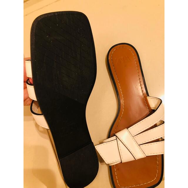 ZARA(ザラ)のZARA white ribbon slippers  インテリア/住まい/日用品のインテリア小物(スリッパ/ルームシューズ)の商品写真