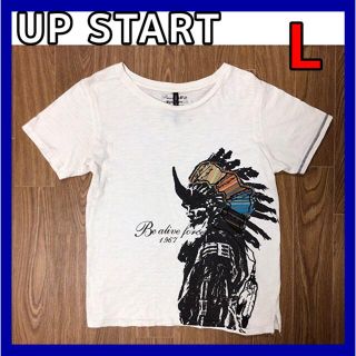 アップスタート(UPSTART)のメンズ 古着 半袖 Tシャツ L アップスタート UP START 白 ホワイト(Tシャツ/カットソー(半袖/袖なし))