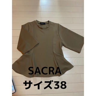 サクラ(SACRA)のSACRA フレアトップス カーキ(カットソー(半袖/袖なし))