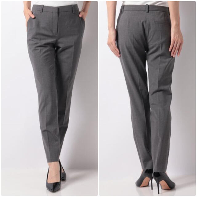 theory Traceable Wool パンツスーツ チャコールグレー 0-