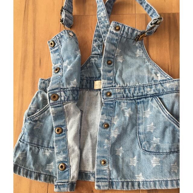 ZARA KIDS(ザラキッズ)のデニム ジャンパースカート  星柄　80 zarababy キッズ/ベビー/マタニティのベビー服(~85cm)(ワンピース)の商品写真