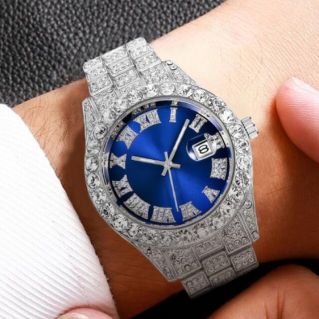 ブルー　シルバー　メンズ腕時計　ブリンブリン　男女兼用　デイカウント　最安値　銀 メンズの時計(腕時計(アナログ))の商品写真