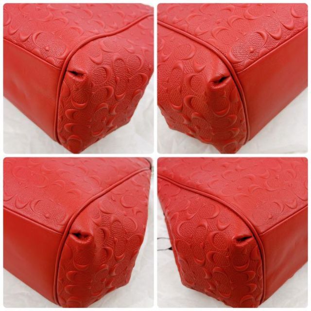 新品未使用】 coach コーチ チェーンショルダー エンボス レッド 新品未使用】 coach コーチ チェーンショルダー エンボス レッド