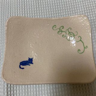 ハンドメイド　角皿　猫　オリジナル作品(食器)