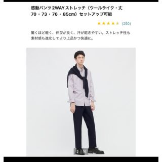 ユニクロ(UNIQLO)のユニクロ　感動パンツ　85×76  ウールライク　ネイビー(スラックス)