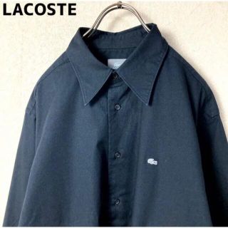 ラコステ(LACOSTE)の【人気】LACOSTE 長袖シャツ ブラック ワンポイント 刺繍ロゴ 黒 古着(Tシャツ/カットソー(七分/長袖))