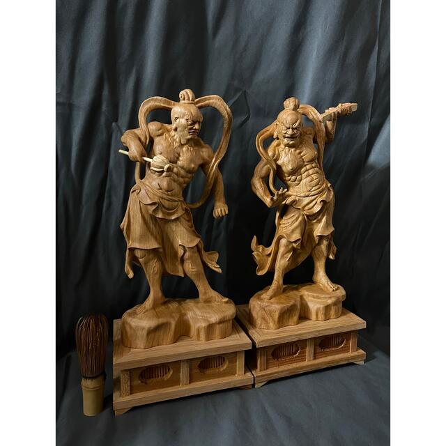 仏教工芸品 金剛力士立像一式 精密彫刻 - 置物 仏教工芸品 金剛力士立像一式 精密彫刻 - 置物