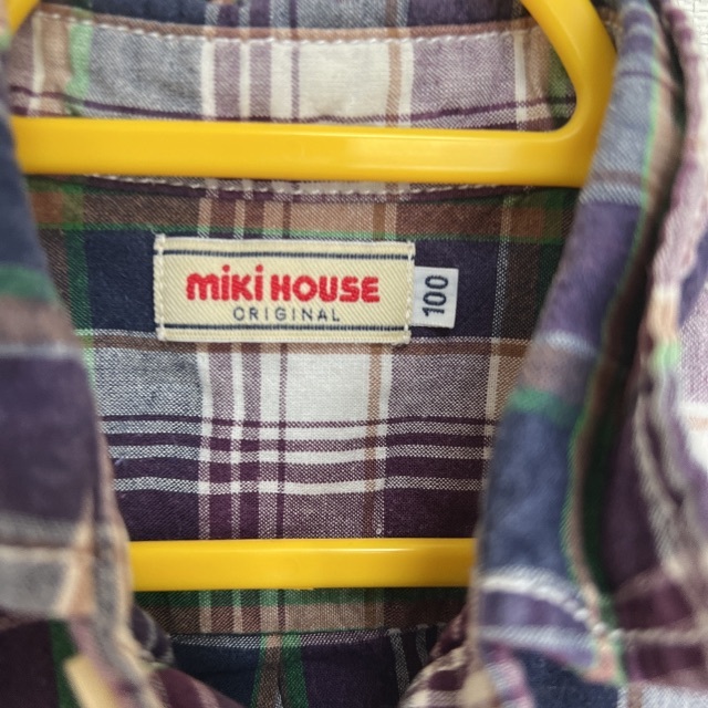 mikihouse(ミキハウス)のミキハウス チェックシャツ　男の子　紫　mikihouse　100 半袖 キッズ/ベビー/マタニティのキッズ服男の子用(90cm~)(Tシャツ/カットソー)の商品写真