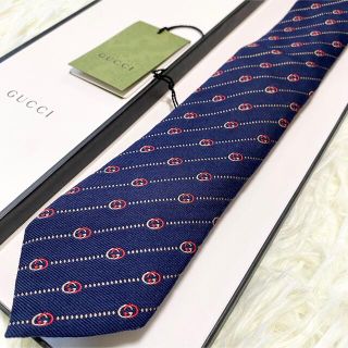 グッチ(Gucci)の【美品】GUCCI グッチ ネクタイ インターロッキング BEE ネイビー系(ネクタイ)