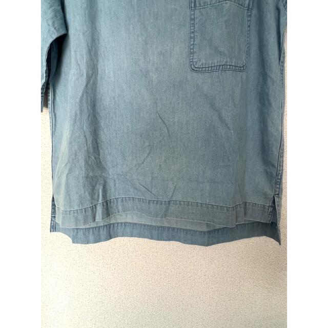 TAKEO KIKUCHI(タケオキクチ)の【タケオキクチ】ゆったり デニム シャツ ダメージ加工 半袖 ブルー M  メンズのトップス(Tシャツ/カットソー(半袖/袖なし))の商品写真