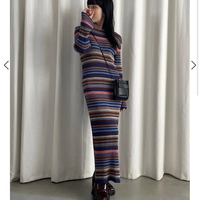 MULTI BORDER KNIT DRESS