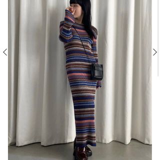 アメリヴィンテージ(Ameri VINTAGE)のMULTI BORDER KNIT DRESS(ロングワンピース/マキシワンピース)