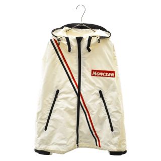 モンクレール(MONCLER)のMONCLER モンクレール TRAKEHNERトラッケネ 胸元ロゴワッペン付 ジップアップ フーディ ジャケット ホワイト(フライトジャケット)