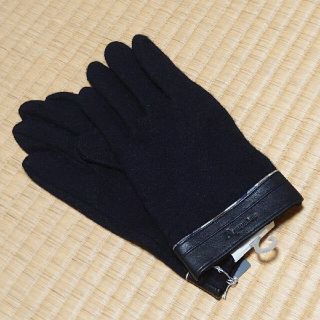 アクアスキュータム 手袋 グローブ 未使用 ウール/ナイロン レザートリム ブランド 小物 黒 メンズ ブラック Aquascutum