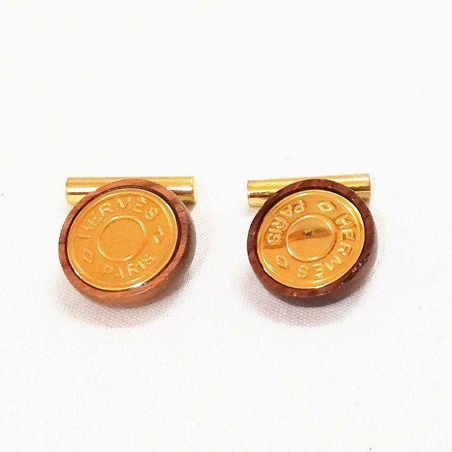 美品級】HERMES(エルメス) セリエ ウッド カフス GP ゴールド