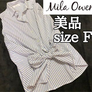 ミラオーウェン(Mila Owen)の【美品】Mila owenウエストリボンノースリーブシャツsizeF(シャツ/ブラウス(半袖/袖なし))