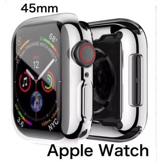 アップルウォッチ(Apple Watch)のApplewatch アップルウォッチ ケースカバー全面タイプ シルバー45mm(モバイルケース/カバー)