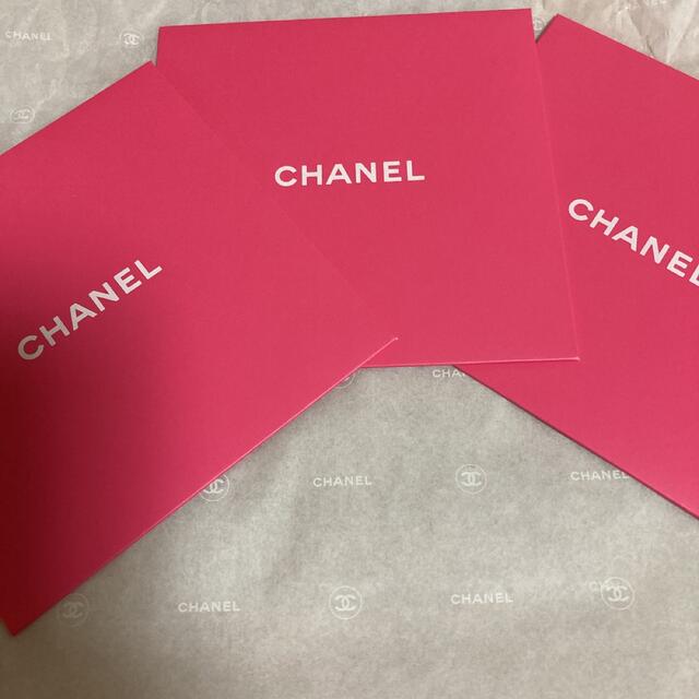 CHANEL(シャネル)のCHANEL/ピンク/メッセージカード3枚 ハンドメイドの文具/ステーショナリー(カード/レター/ラッピング)の商品写真