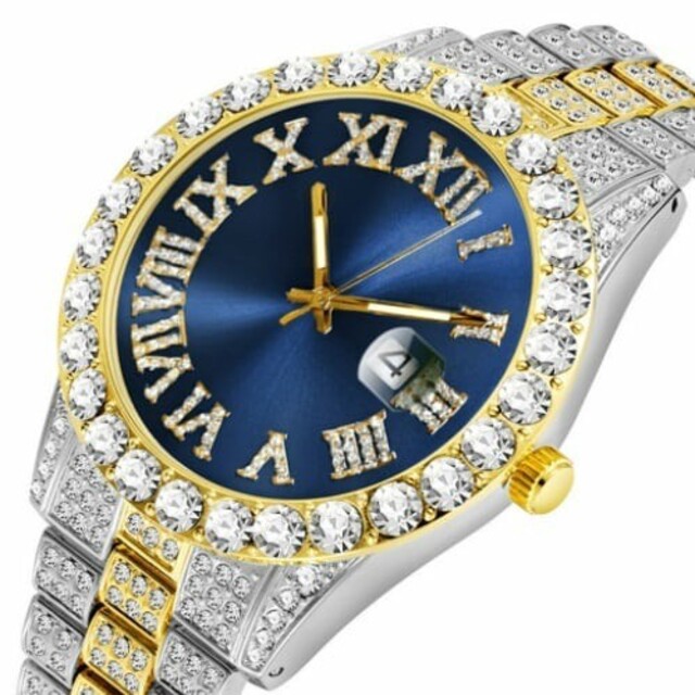 ブルー　メンズ腕時計　ブリンブリン　男女兼用　コンビ　 デイカウント　最安値　金