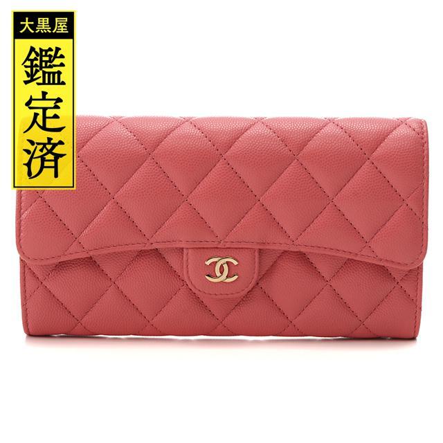 ％OFF CHANEL CHANEL シャネル 二つ折り長財布 マトラッセ レザー