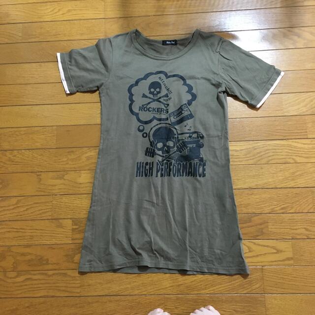 ロング丈Tシャツ　カーキ レディースのトップス(Tシャツ(半袖/袖なし))の商品写真