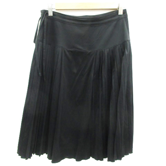 AMACA(アマカ)のアマカ フレアスカート プリーツスカート ミモレ丈 38 ブラック 黒 レディースのスカート(ひざ丈スカート)の商品写真