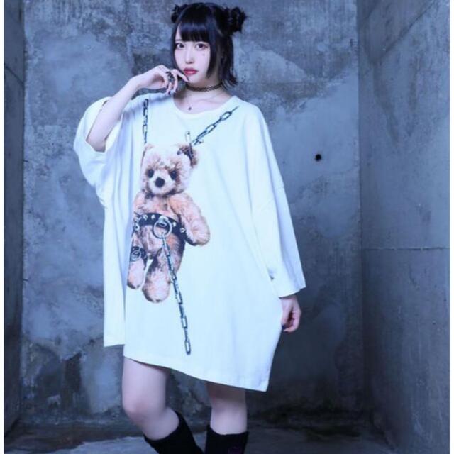 Amilige アミリージュくまTied Bear BIG Tシャツ  ホワイトTシャツ/カットソー(半袖/袖なし)