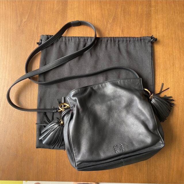 loewe ロエベ  フラメンコ ショルダーバッグ フリンジ レザー 黒 22