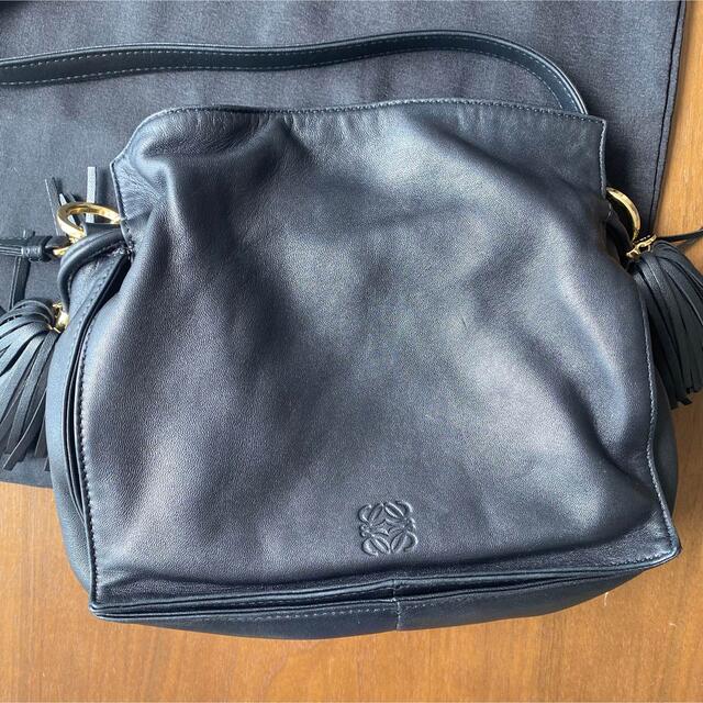 loewe ロエベ  フラメンコ ショルダーバッグ フリンジ レザー 黒 22