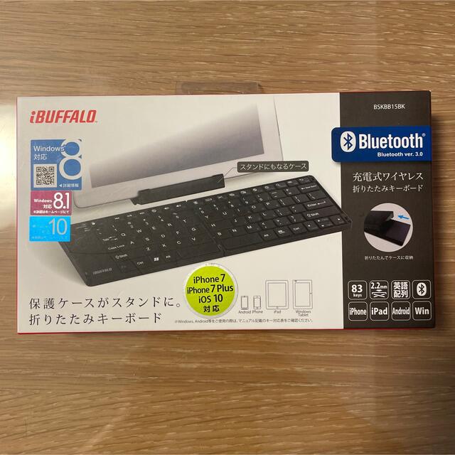 Buffalo(バッファロー)のiBUFFALO BSKBB15BK 充電式ワイヤレス折りたたみキーボード スマホ/家電/カメラのPC/タブレット(PC周辺機器)の商品写真