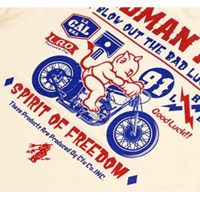 TEDMAN(テッドマン)のテッドマン/Tシャツ/ホワイト/TDSS-550/エフ商会/カミナリモータース メンズのトップス(Tシャツ/カットソー(半袖/袖なし))の商品写真