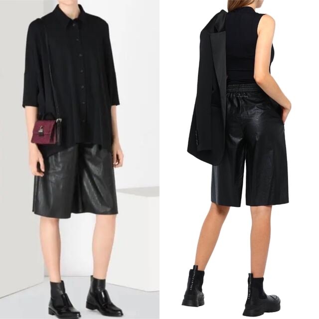 MM6 - 【新品】MM6 MaisonMargiela フェイクレザー ハーフパンツ XSの MM6 - 【新品】MM6 MaisonMargiela フェイクレザー ハーフパンツ XSの