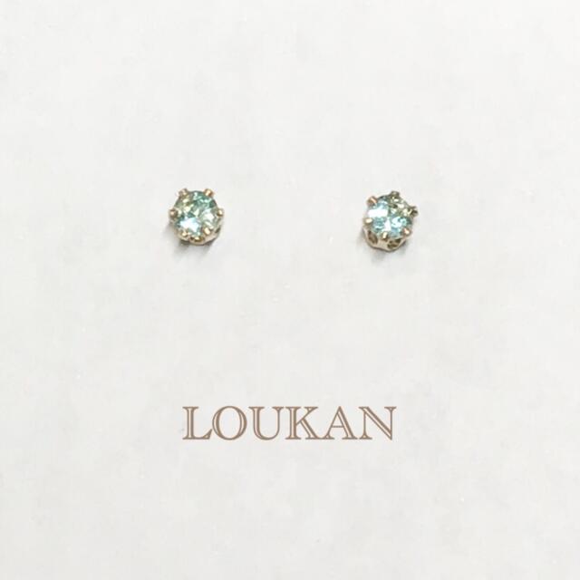 天然石ブルーグリーンアパタイト一粒ピアス レディースのアクセサリー(ピアス)の商品写真