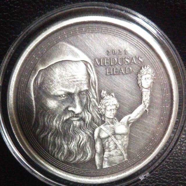 最新作 ジブラルタル メデューサヘッド(盾) アンティーク版 純銀 1オンス銀貨