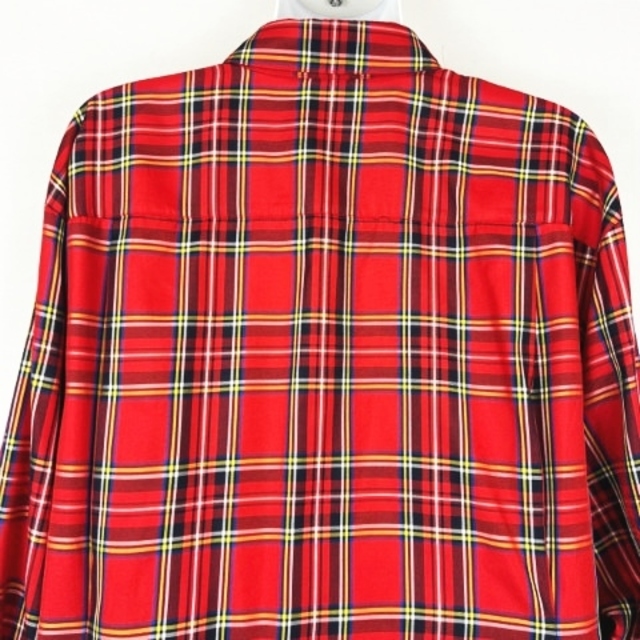 leilian(レリアン)の Leilian シルク混 フリル チェック ブラウス シャツ 長袖 赤 13+ レディースのトップス(シャツ/ブラウス(長袖/七分))の商品写真