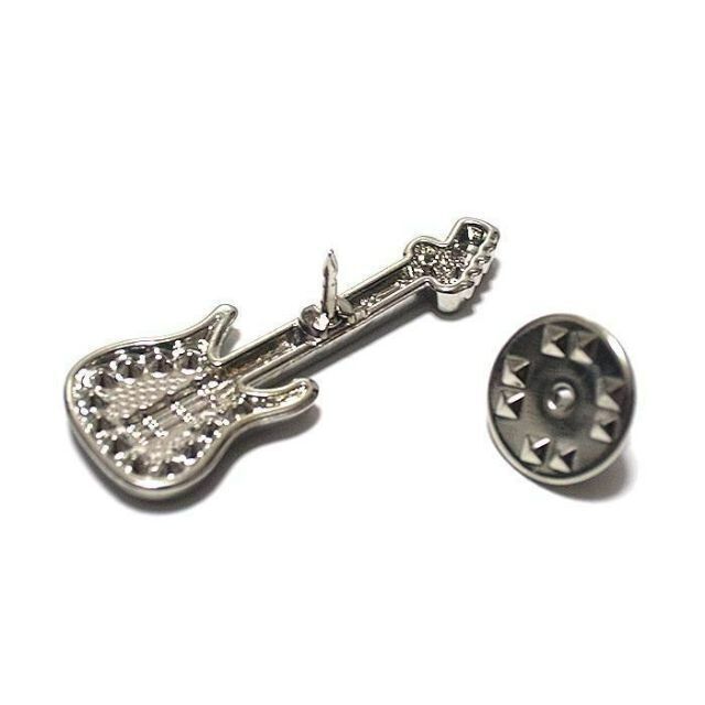 【ラペルピン★ピンズ】ギター　弦楽器　音楽　演奏　シルバー　pin-0862 メンズのアクセサリー(その他)の商品写真