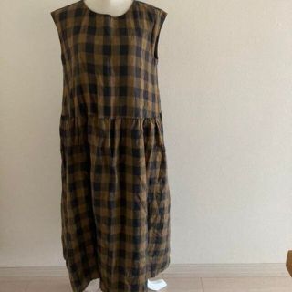 BEARDSLEY - 美品☆ビアズリー リネン チェックロングワンピースの通販