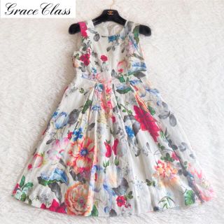GRACE CLASS グレースクラス 花柄 ワンピース ノースリーブ S
