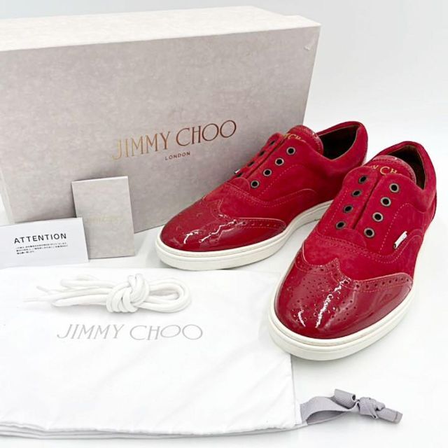 JIMMY CHOO(ジミーチュウ)の新品 JIMMY CHOO ブライアン 赤　スエード メダリオン 29.5相当 メンズの靴/シューズ(スニーカー)の商品写真