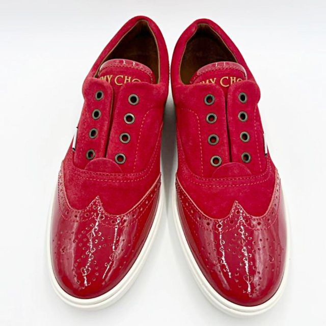 JIMMY CHOO(ジミーチュウ)の新品 JIMMY CHOO ブライアン 赤　スエード メダリオン 29.5相当 メンズの靴/シューズ(スニーカー)の商品写真
