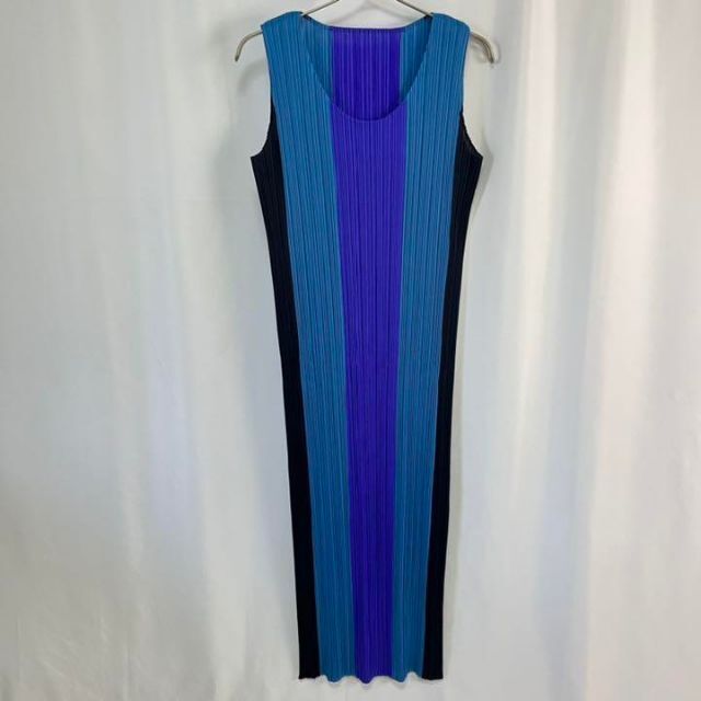 PLEATS PLEASE ISSEY MIYAKE(プリーツプリーズイッセイミヤケ)の【極美品】1998年 PLEATS PLEASE マルチカラー ロングワンピース レディースのワンピース(ロングワンピース/マキシワンピース)の商品写真