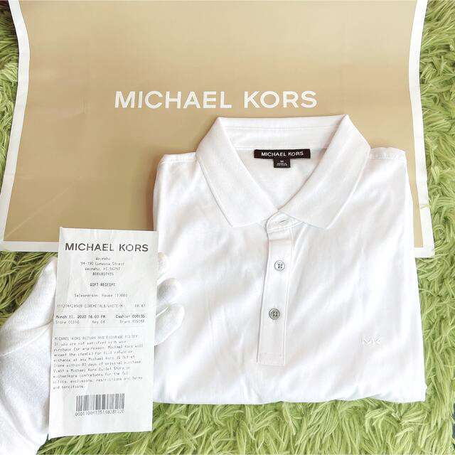 Michael Kors(マイケルコース)の【Lサイズ新品】マイケルコース・ポロシャツ白/ビジネス使用可能/クールビズ メンズのトップス(ポロシャツ)の商品写真